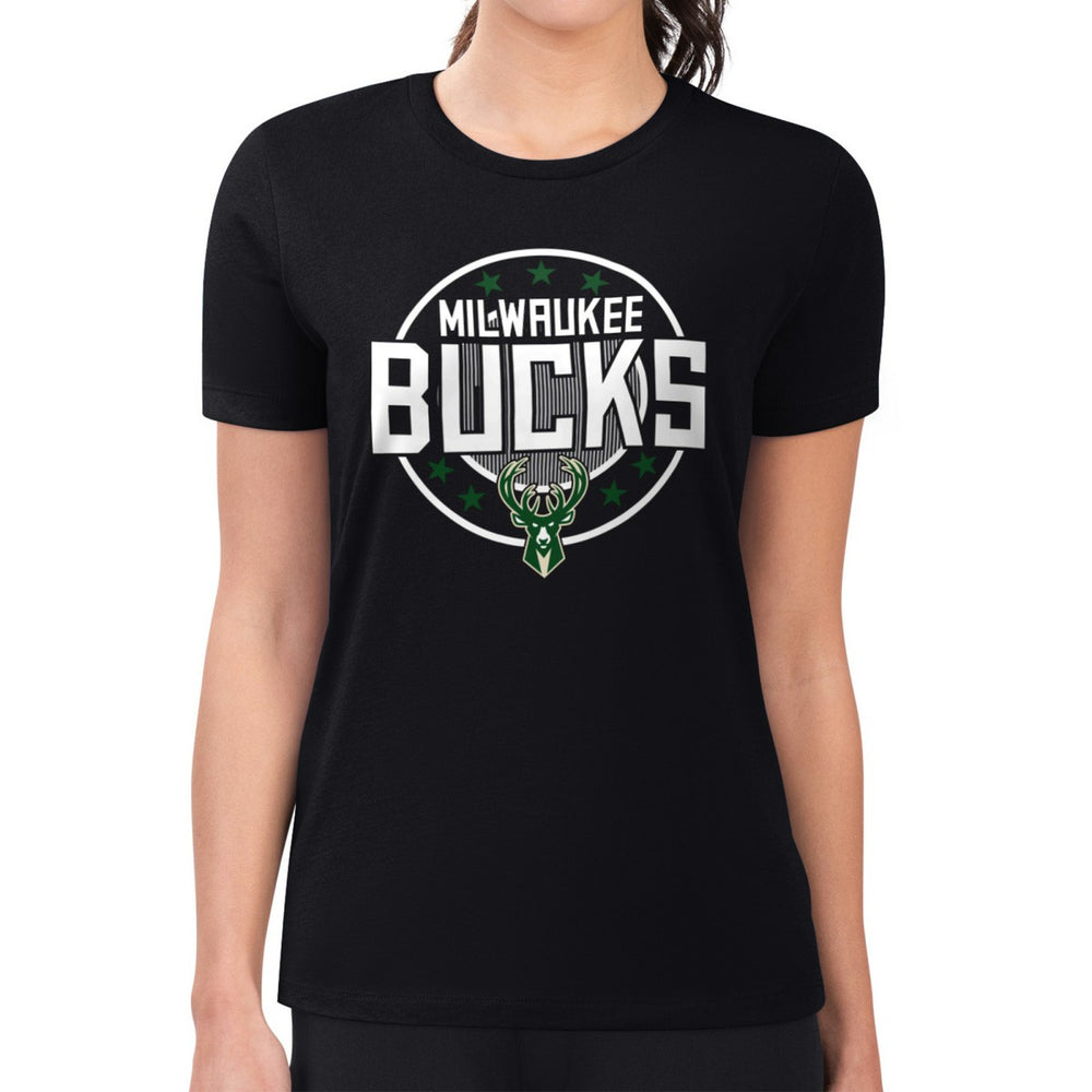 NBA Milwaukee Bucks G-III 4Her by Carl Banks Women's Super-Slim Lightweight Pinstripe Circle Graphic T-Shirt