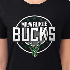 NBA Milwaukee Bucks G-III 4Her by Carl Banks Women's Super-Slim Lightweight Pinstripe Circle Graphic T-Shirt