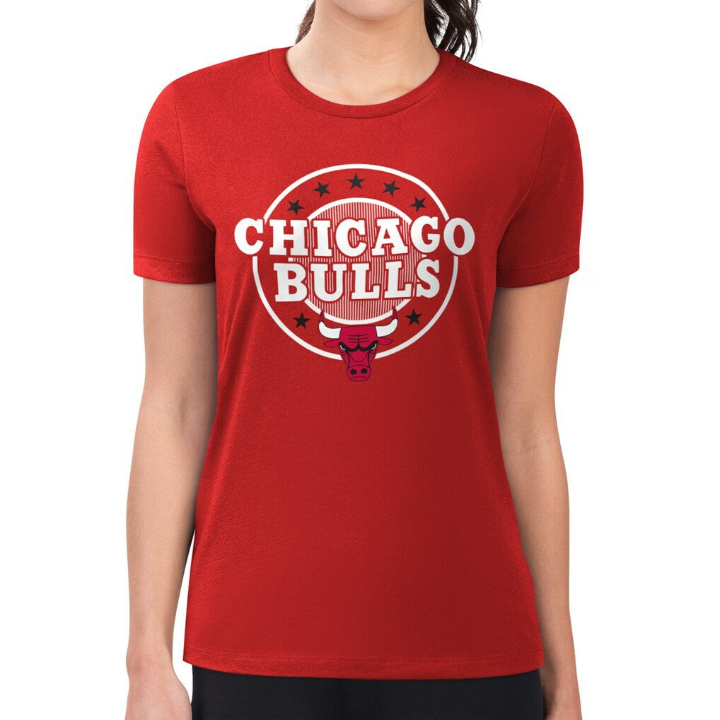 NBA Chicago Bulls G-III 4Her by Carl Banks Women's Super-Slim Lightweight Pinstripe Circle Graphic T-Shirt sale
