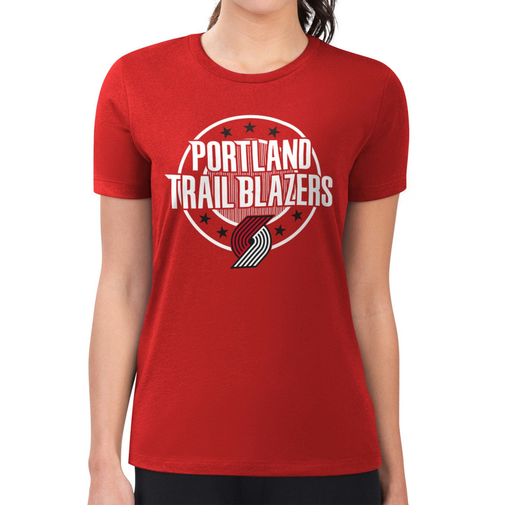 NBA Portland Trail Blazers G-III 4Her by Carl Banks Women's Super-Slim Lightweight Pinstripe Circle Graphic T-Shirt