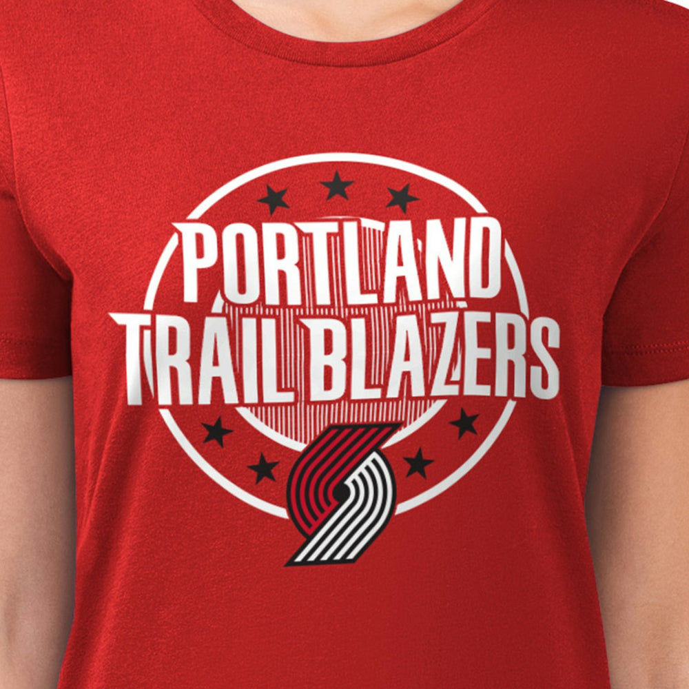 NBA Portland Trail Blazers G-III 4Her by Carl Banks Women's Super-Slim Lightweight Pinstripe Circle Graphic T-Shirt