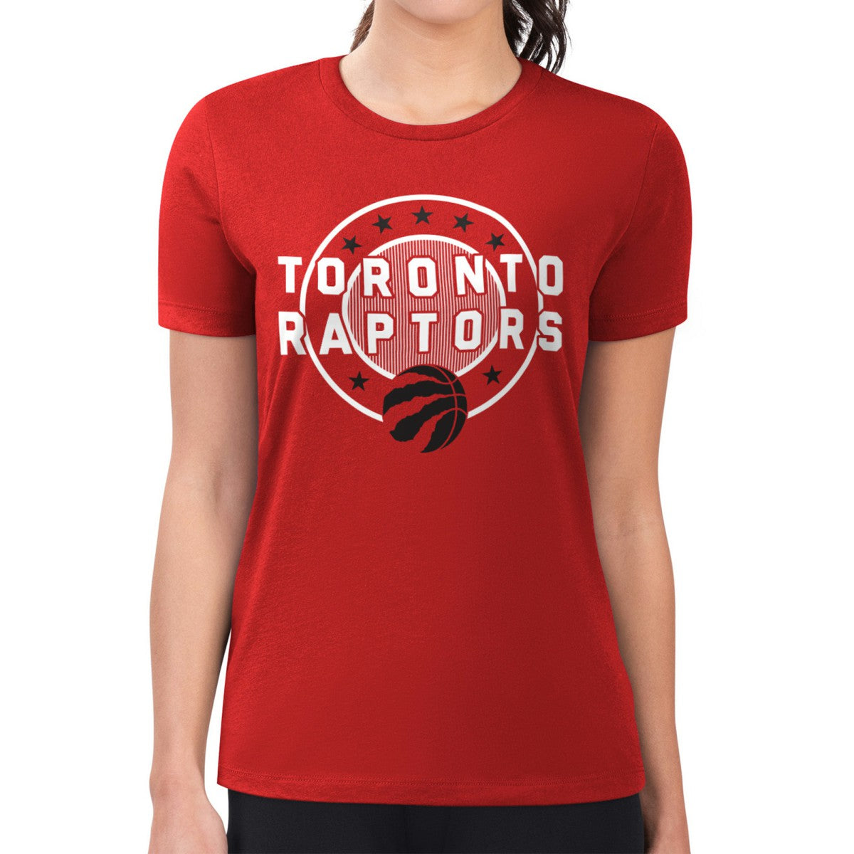 NBA Toronto Raptors G-III 4Her by Carl Banks Women's Super-Slim Lightweight Pinstripe Circle Graphic T-Shirt