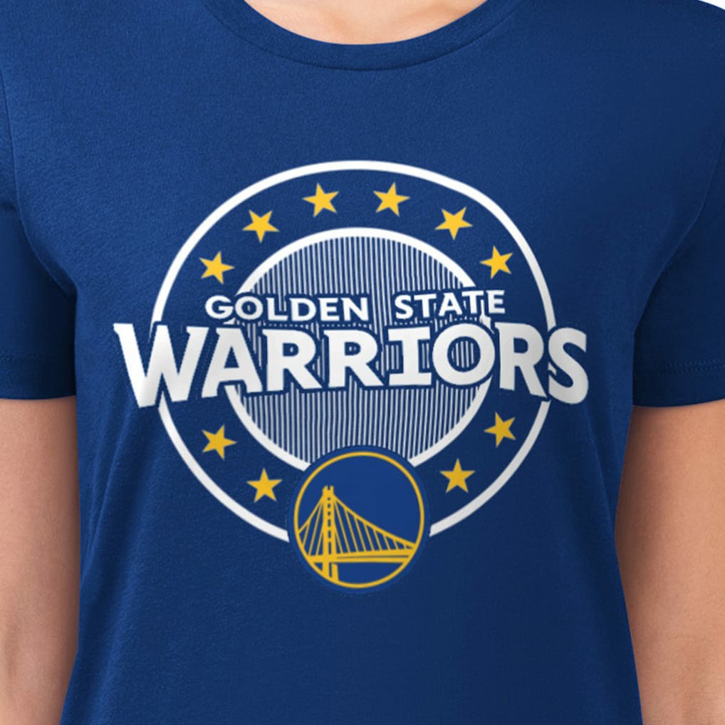 NBA Golden State Warriors G-III 4Her by Carl Banks Women's Super-Slim Lightweight Pinstripe Circle Graphic T-Shirt sale