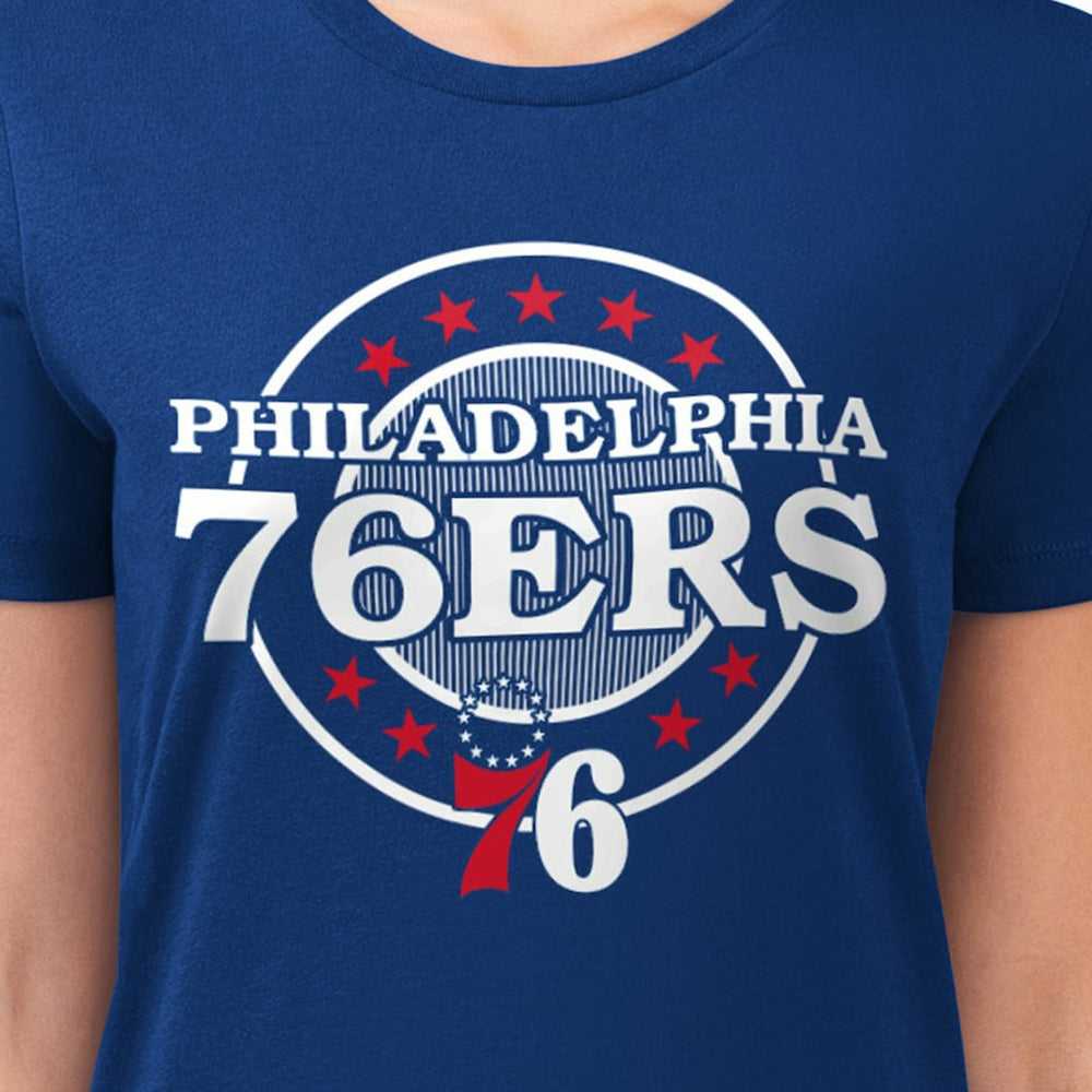 NBA Philadelphia 76ers G-III 4Her by Carl Banks Women's Super-Slim Lightweight Pinstripe Circle Graphic T-Shirt