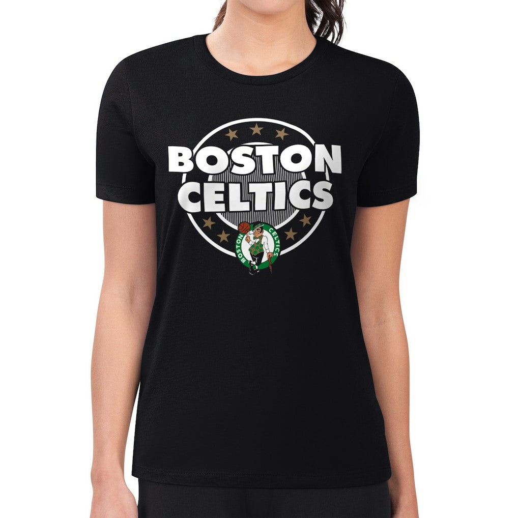 NBA Boston Celtics G-III 4Her by Carl Banks Women's Super-Slim Lightweight Pinstripe Circle Graphic T-Shirt