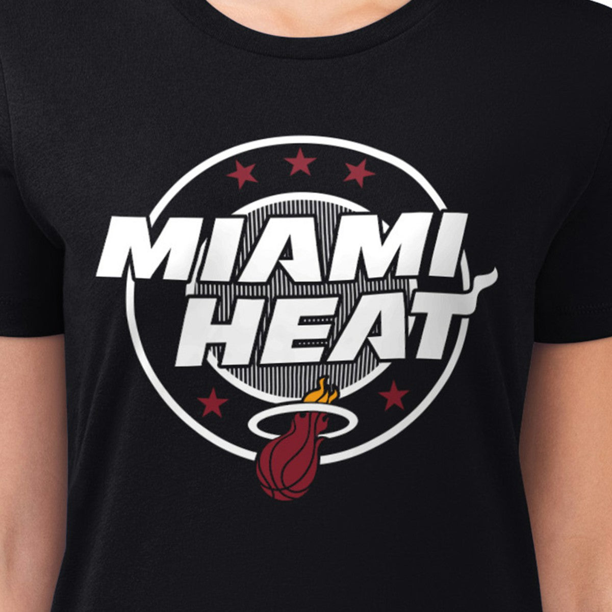 NBA Miami Heat G-III 4Her by Carl Banks Women's Super-Slim Lightweight Pinstripe Circle Graphic T-Shirt