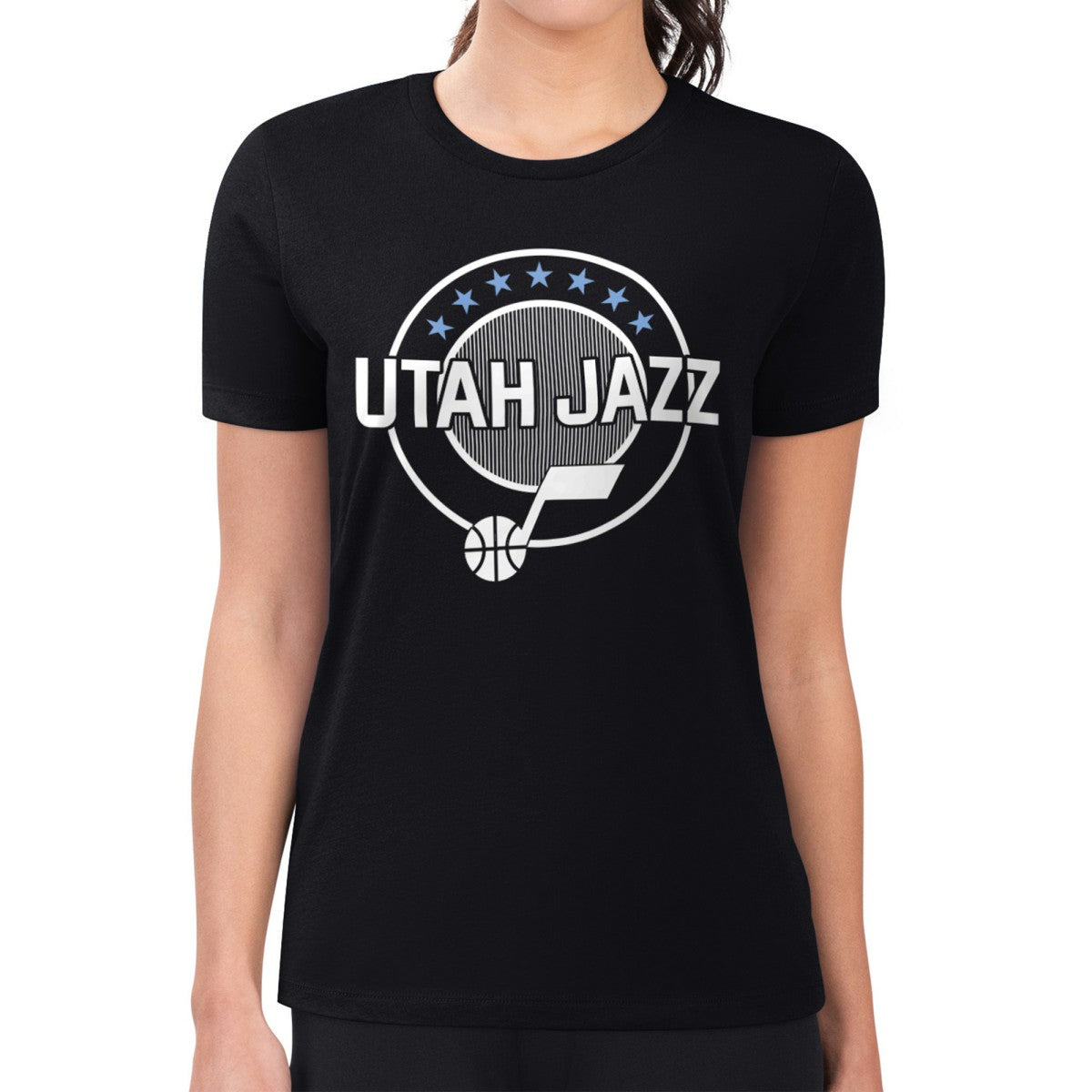 NBA Utah Jazz G-III 4Her by Carl Banks Women's Super-Slim Lightweight Pinstripe Circle Graphic T-Shirt