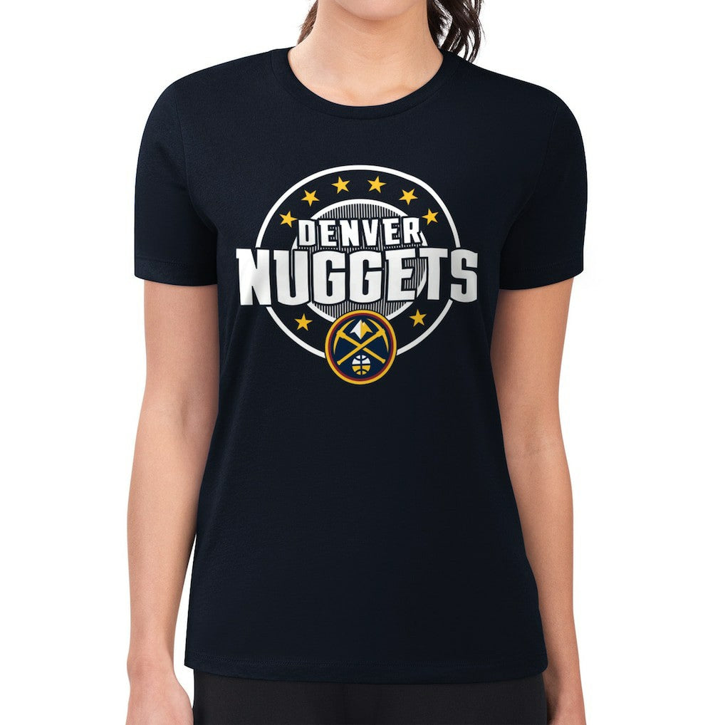 NBA Denver Nuggets G-III 4Her by Carl Banks Women's Super-Slim Lightweight Pinstripe Circle Graphic T-Shirt sale