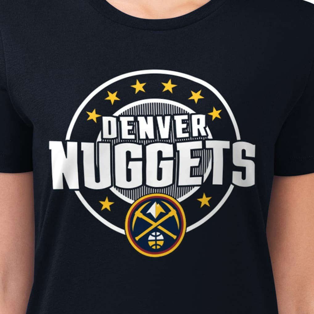 NBA Denver Nuggets G-III 4Her by Carl Banks Women's Super-Slim Lightweight Pinstripe Circle Graphic T-Shirt sale