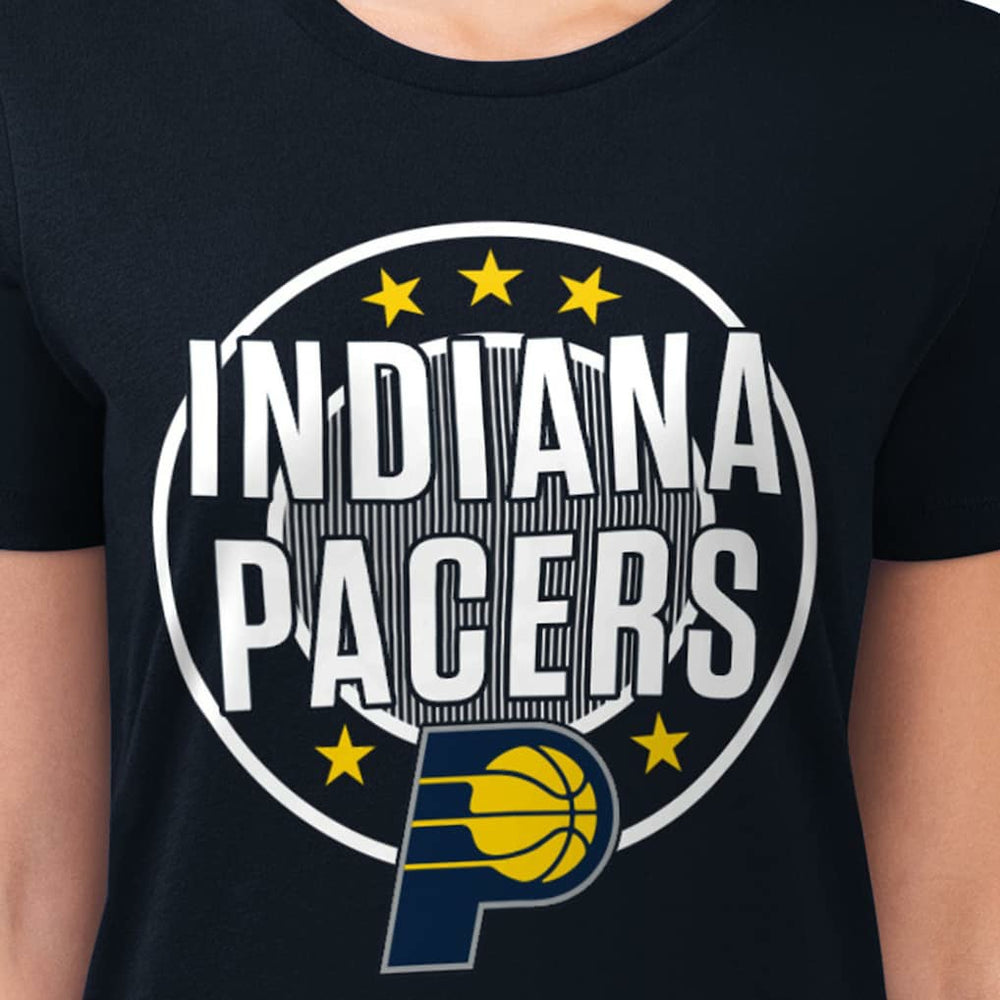 NBA Indiana Pacers G-III 4Her by Carl Banks Women's Super-Slim Lightweight Pinstripe Circle Graphic T-Shirt