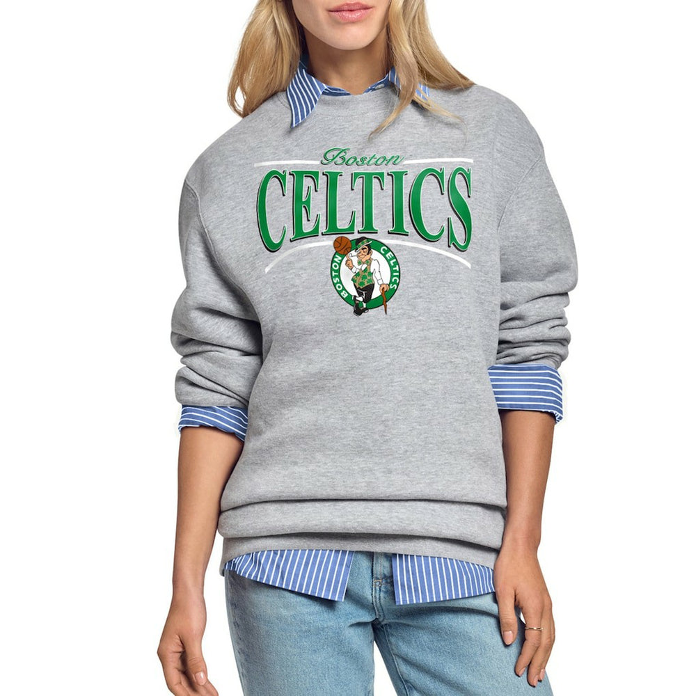 NBA Boston Celtics Starter Women's Arch Stripe Fleece Crewneck Sweatshirt