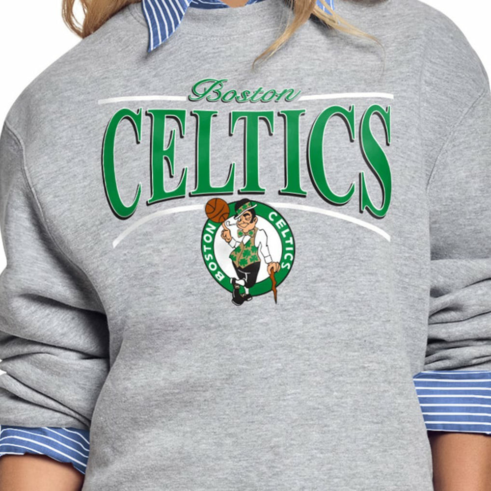 NBA Boston Celtics Starter Women's Arch Stripe Fleece Crewneck Sweatshirt
