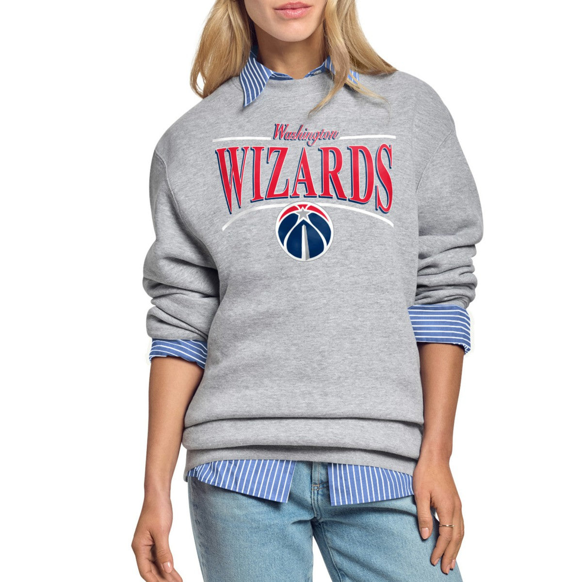 NBA Washington Wizards Starter Women's Arch Stripe Fleece Crewneck Sweatshirt