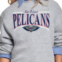 NBA New Orleans Pelicans Starter Women's Arch Stripe Fleece Crewneck Sweatshirt