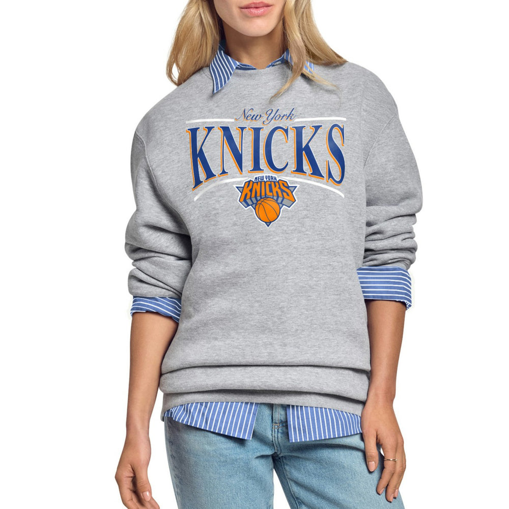 NBA New York Knicks Starter Women's Arch Stripe Fleece Crewneck Sweatshirt