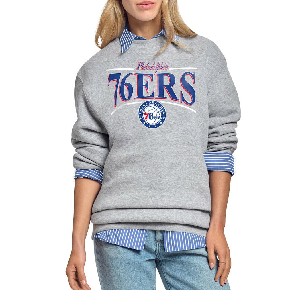 NBA Philadelphia 76ers Starter Women's Arch Stripe Fleece Crewneck Sweatshirt