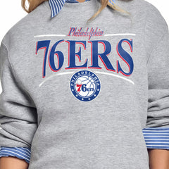 NBA Philadelphia 76ers Starter Women's Arch Stripe Fleece Crewneck Sweatshirt
