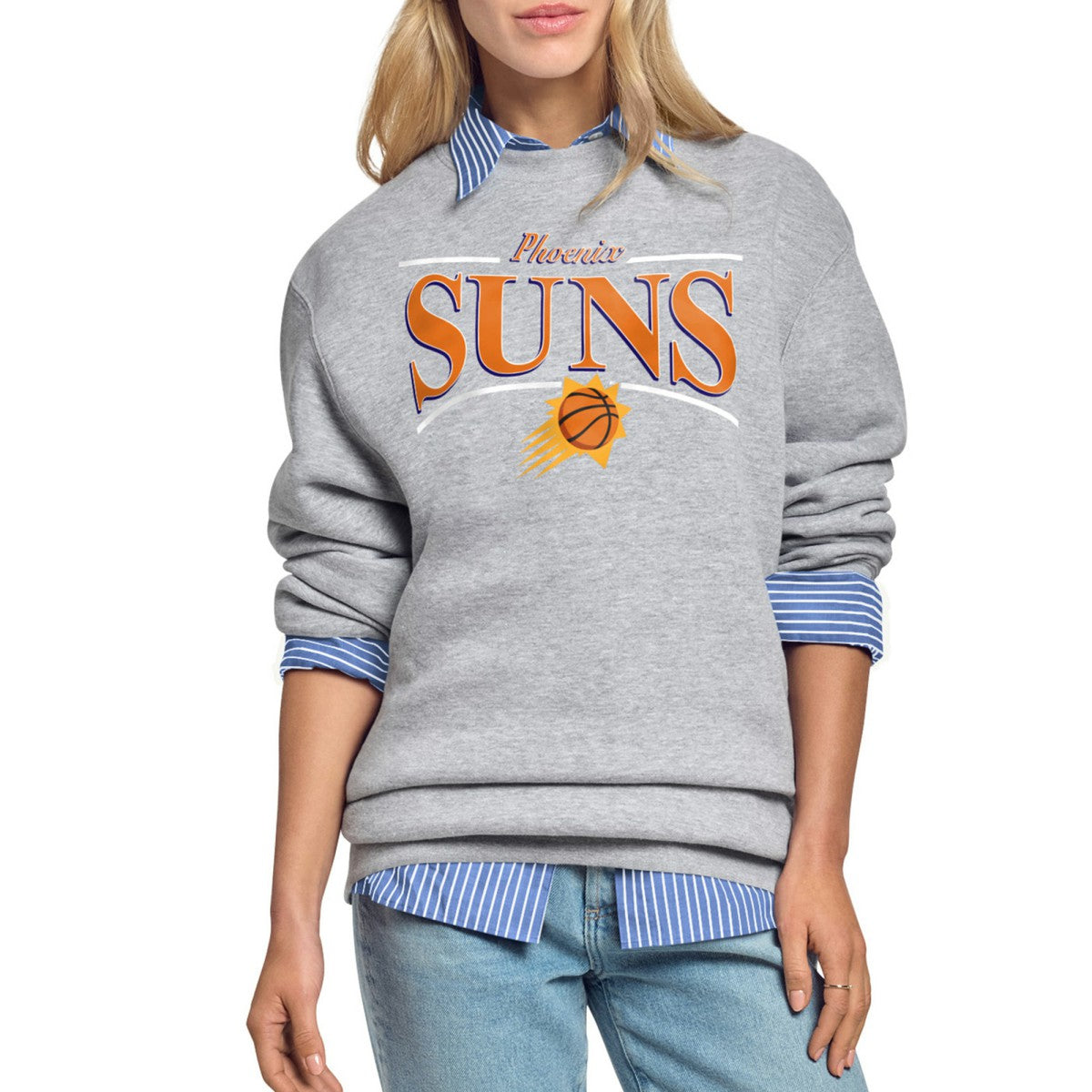 NBA Phoenix Suns Starter Women's Arch Stripe Fleece Crewneck Sweatshirt