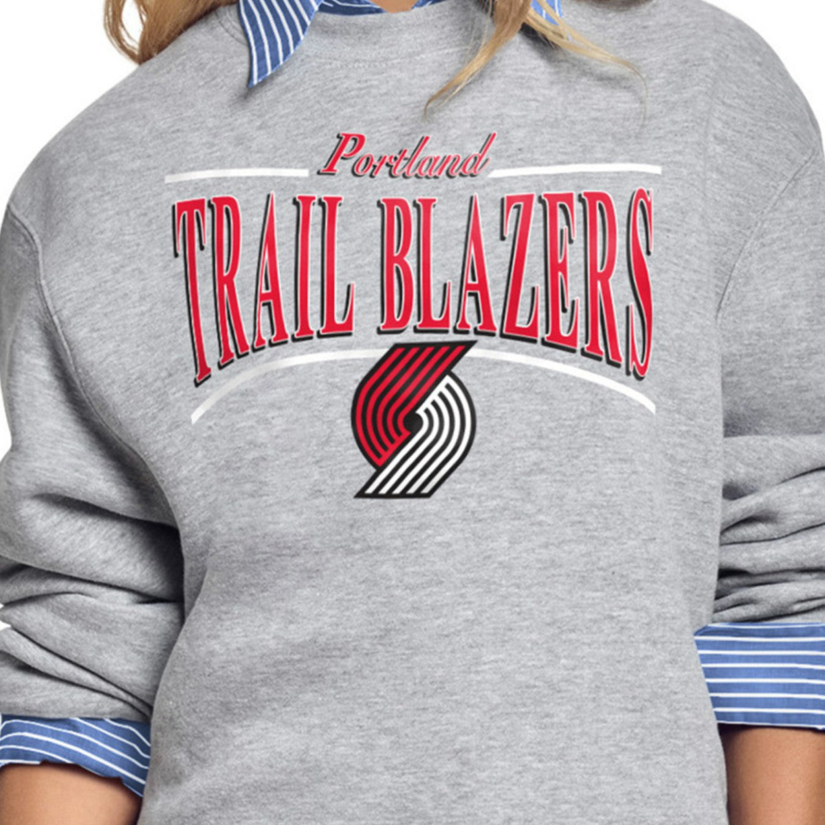 NBA Portland Trail Blazers Starter Women's Arch Stripe Fleece Crewneck Sweatshirt