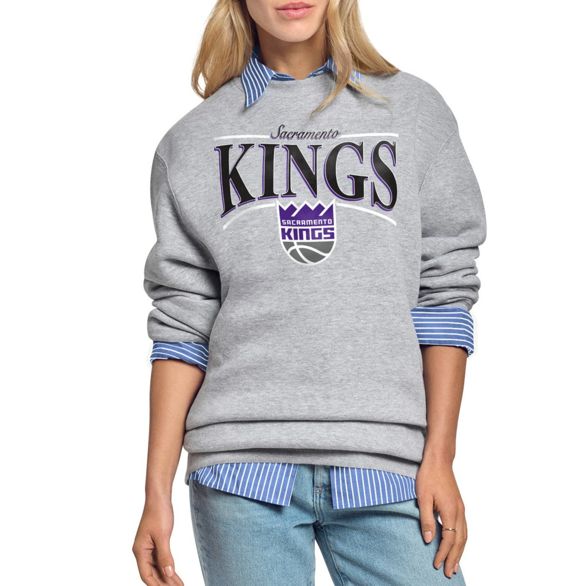 NBA Sacramento Kings Starter Women's Arch Stripe Fleece Crewneck Sweatshirt