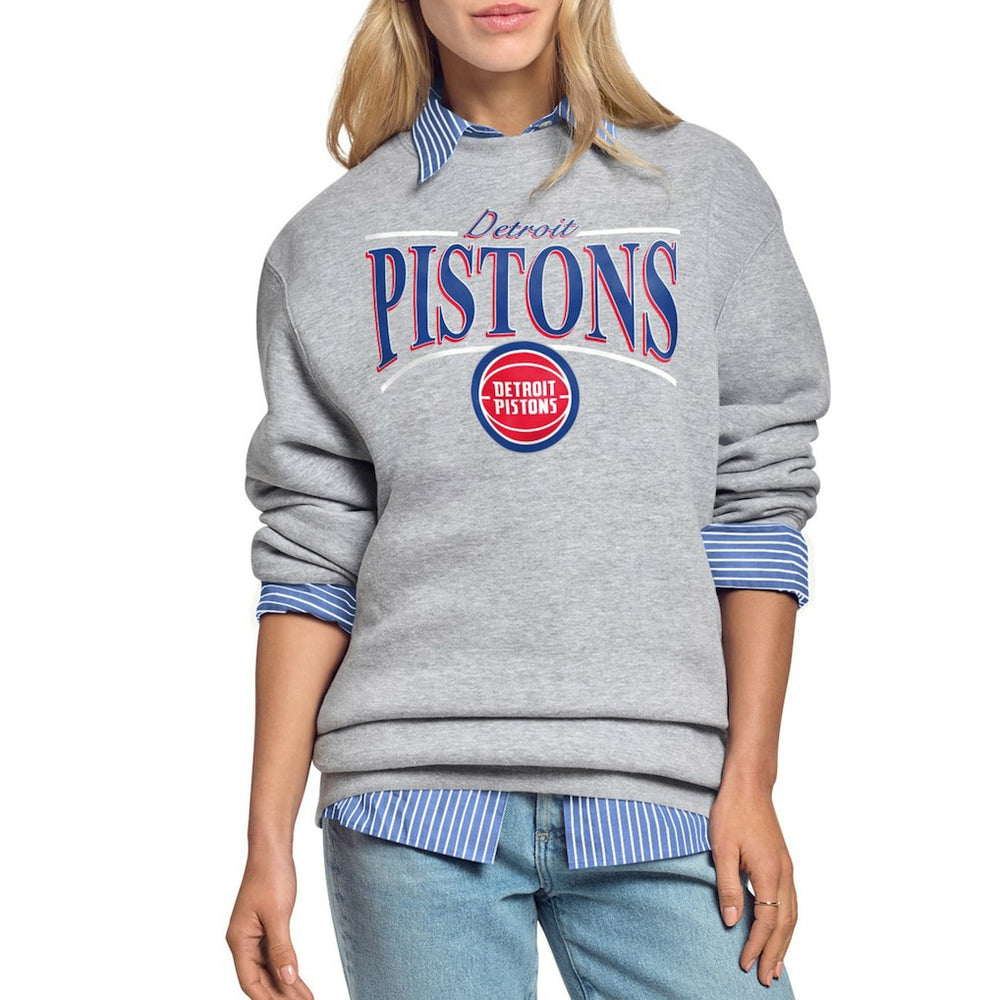 NBA Detroit Pistons Starter Women's Arch Stripe Fleece Crewneck Sweatshirt sale