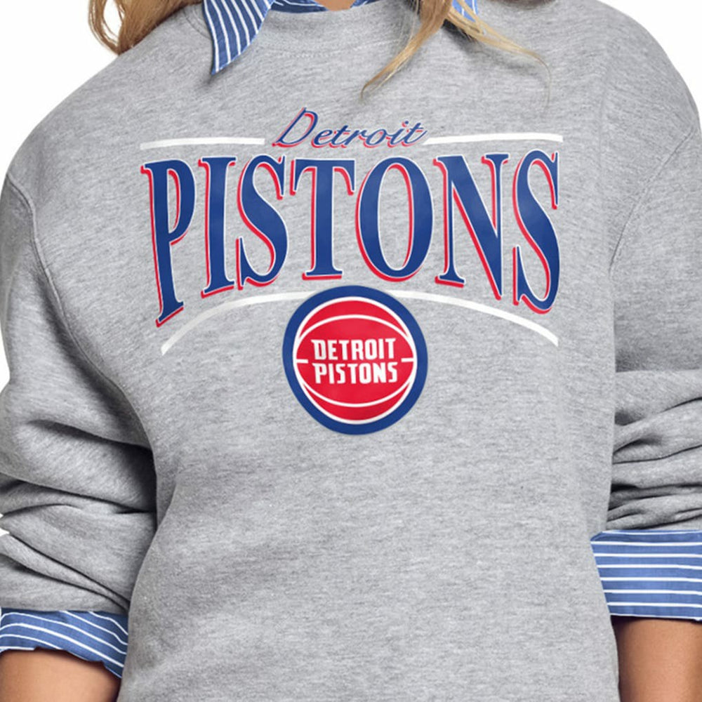 NBA Detroit Pistons Starter Women's Arch Stripe Fleece Crewneck Sweatshirt sale