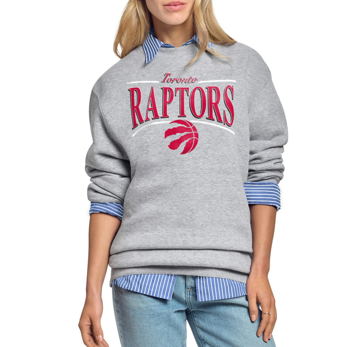 NBA Toronto Raptors Starter Women's Arch Stripe Fleece Crewneck Sweatshirt