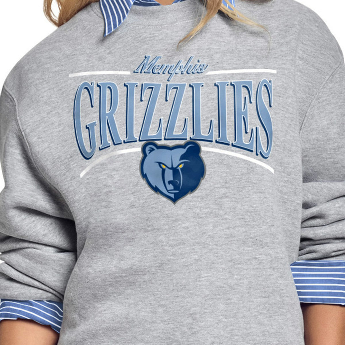 NBA Memphis Grizzlies Starter Women's Arch Stripe Fleece Crewneck Sweatshirt