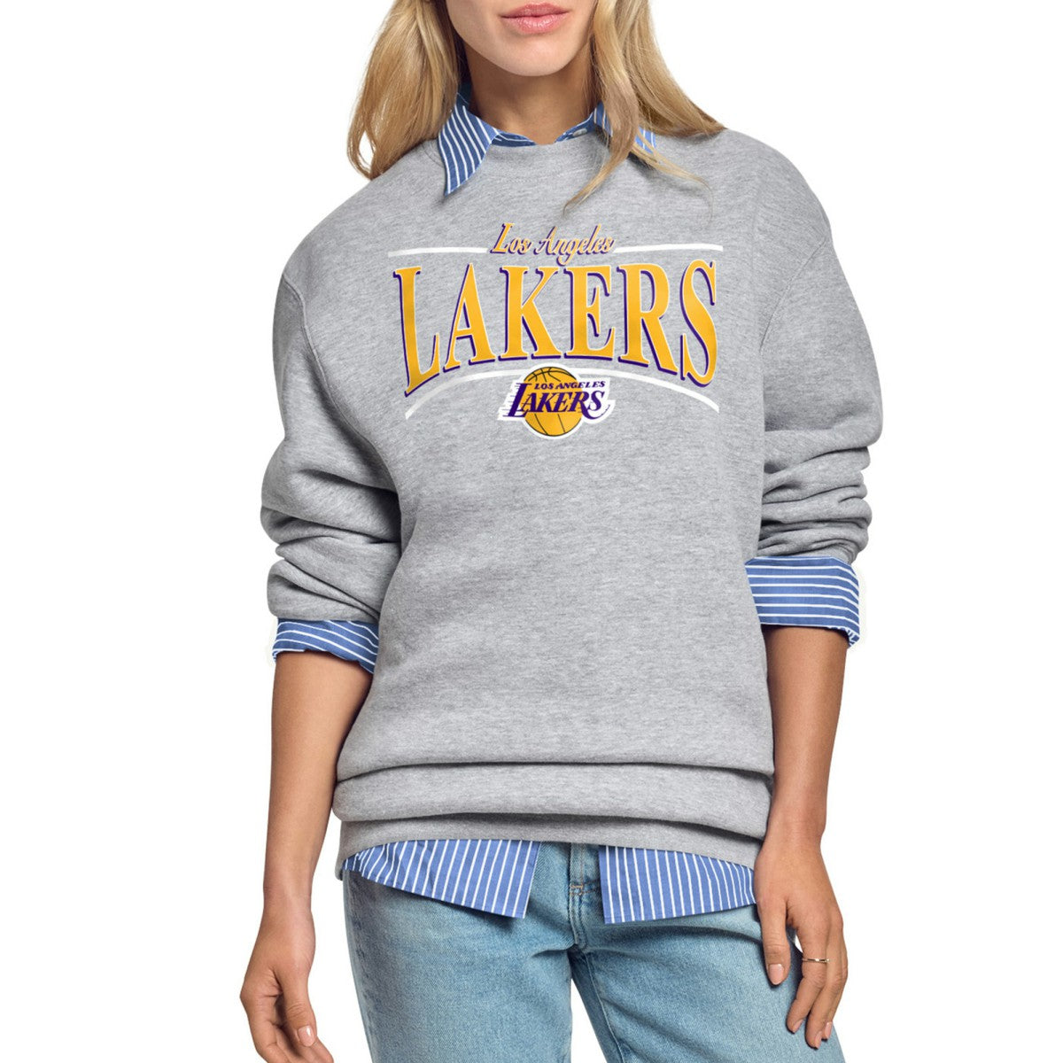 NBA Los Angeles Lakers Starter Women's Arch Stripe Fleece Crewneck Sweatshirt