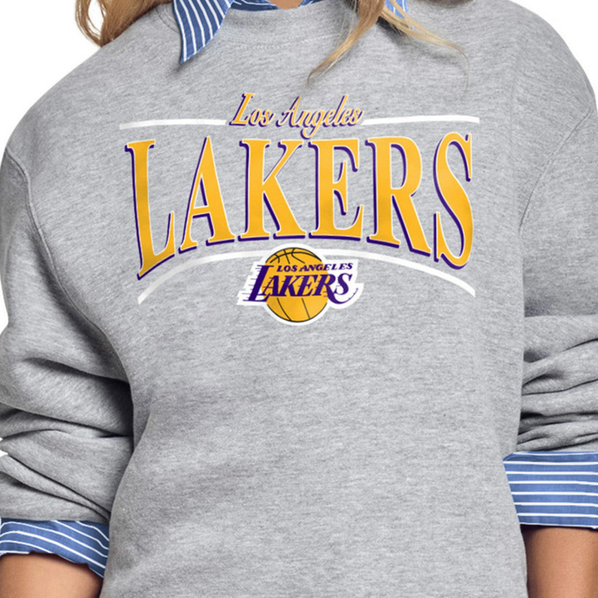 NBA Los Angeles Lakers Starter Women's Arch Stripe Fleece Crewneck Sweatshirt