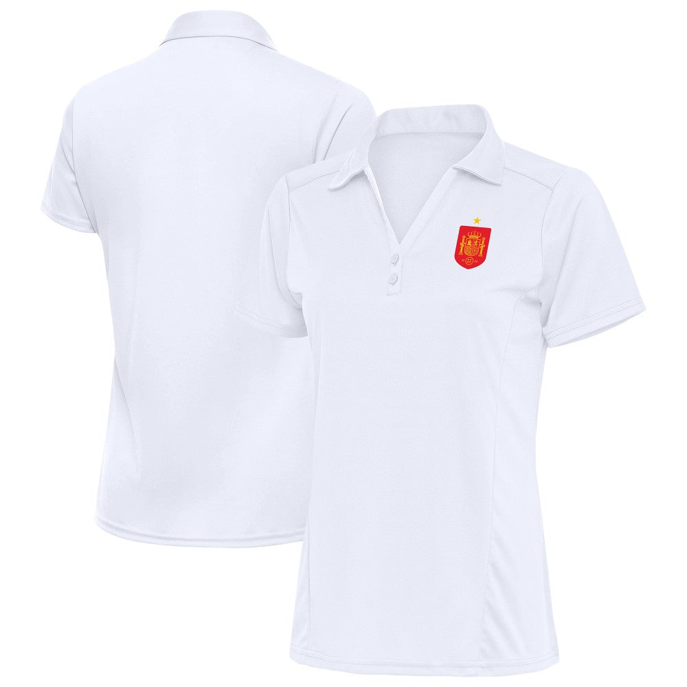 Spain National Team Antigua Women's Statement Y-Neck Polo -  White