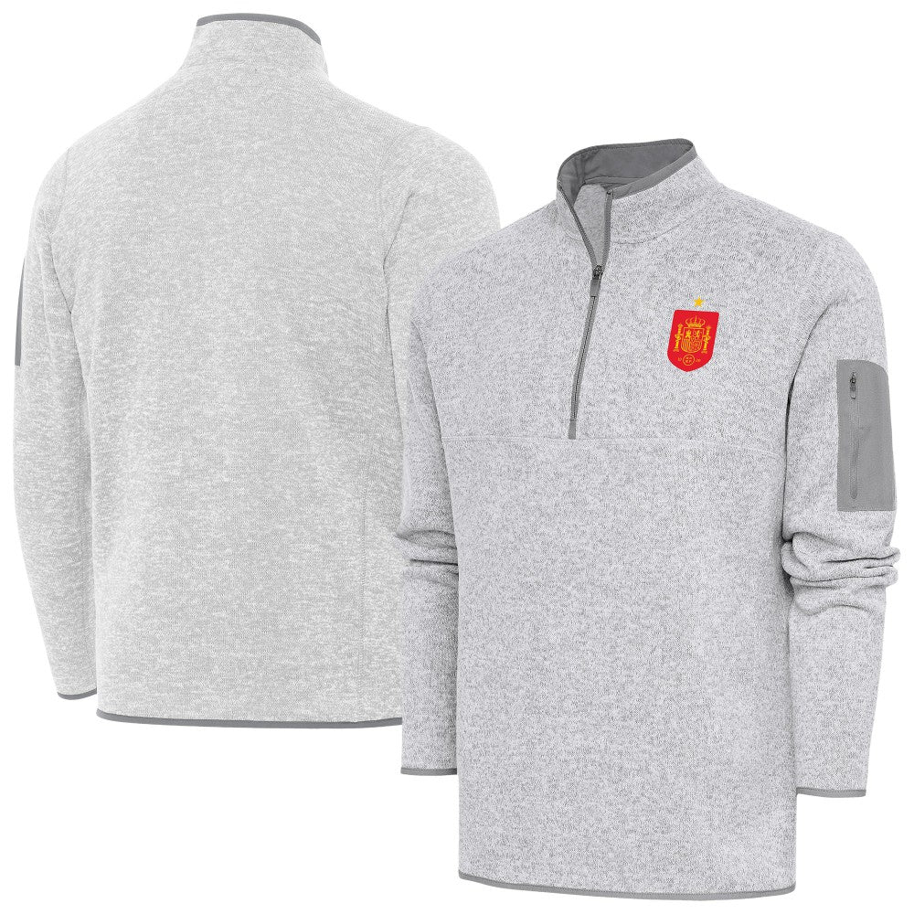 Spain National Team Antigua Elevate Quarter-Zip Pullover -  Heather Gray
