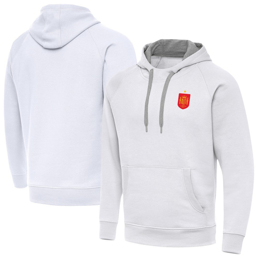 Spain National Team Antigua Takeover Fleece Raglan Hoodie -  White