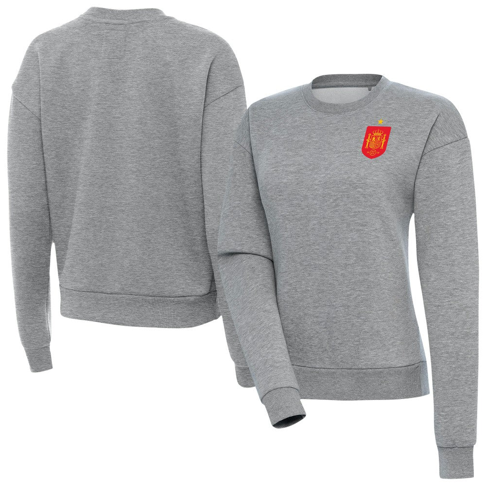 Spain National Team Antigua Women's Takeover Fleece Sweatshirt -  Heather Gray