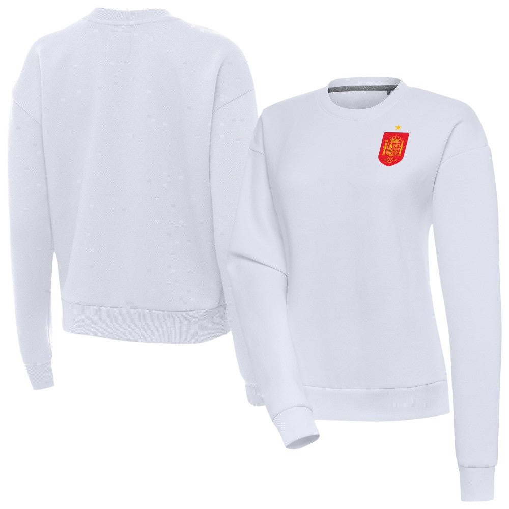 Spain National Team Antigua Women's Takeover Fleece Sweatshirt -  White