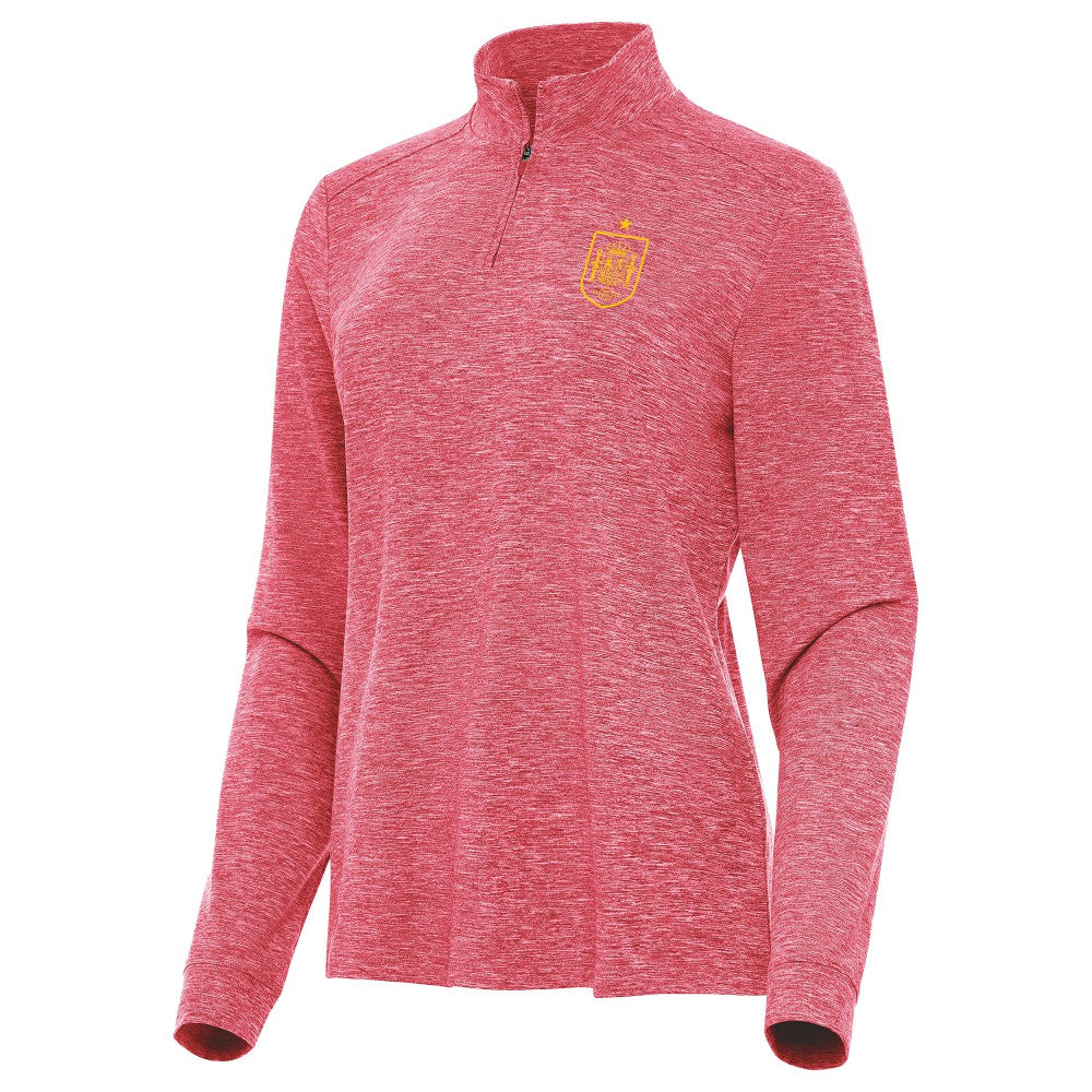Spain National Team Antigua Women's Quarter-Zip Pullover -  Heather Red