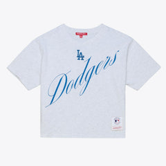 MLB Los Angeles Dodgers Mitchell & Ness Women's Script Cropped Boxy T-Shirt