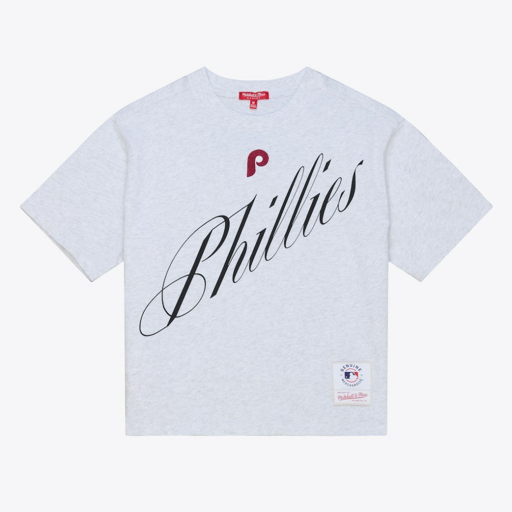 MLB Philadelphia Phillies Mitchell & Ness Women's Script Cropped Boxy T-Shirt