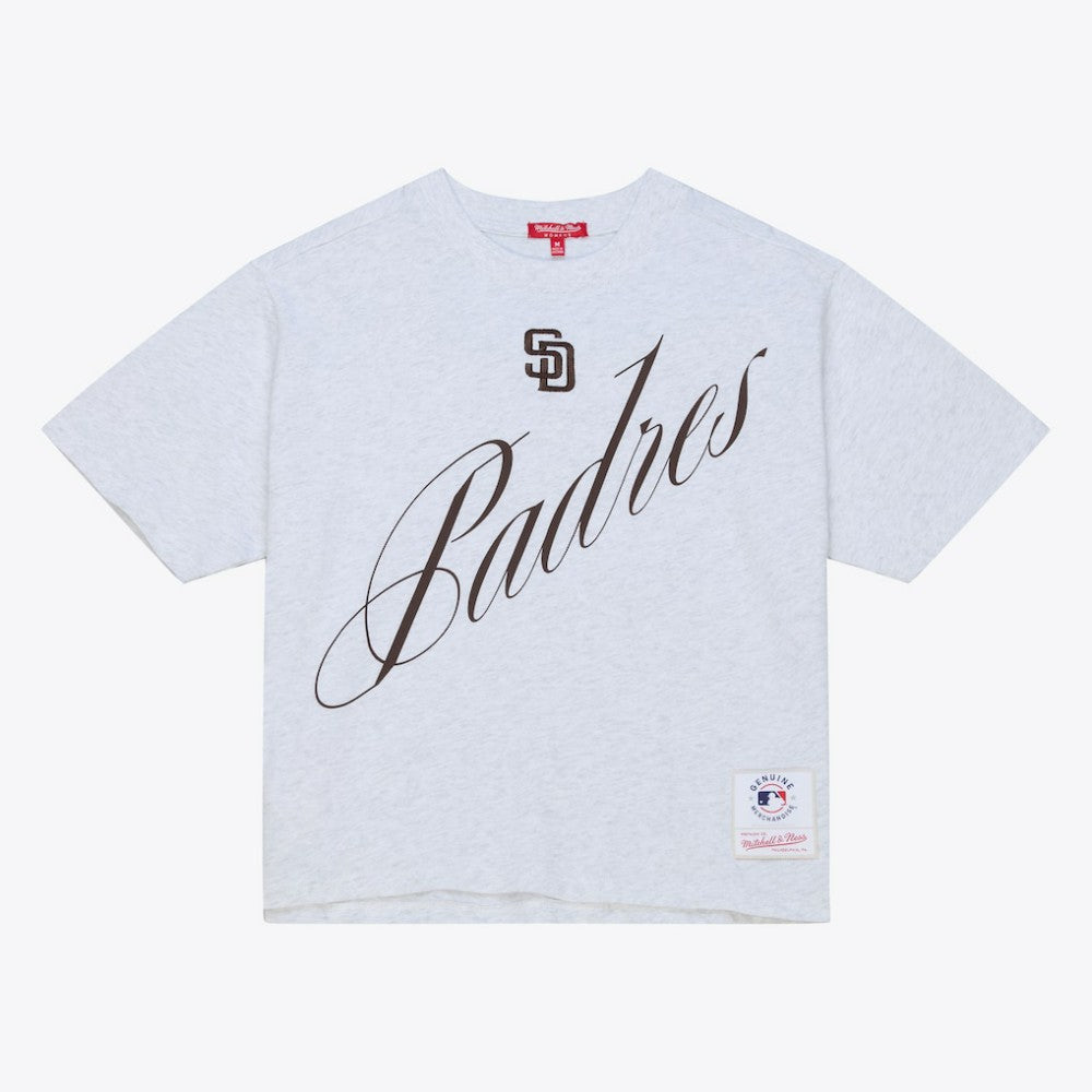 MLB San Diego Padres Mitchell & Ness Women's Script Cropped Boxy T-Shirt