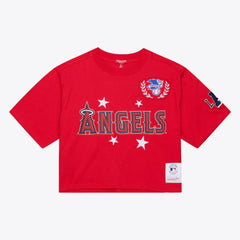 MLB Los Angeles Angels Mitchell & Ness Women's Pep Rally Cropped Boxy T-Shirt