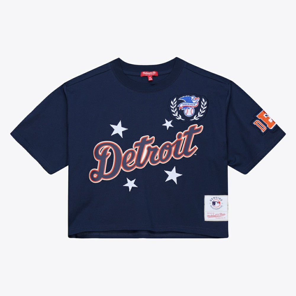 MLB Detroit Tigers Mitchell & Ness Women's Pep Rally Cropped Boxy T-Shirt