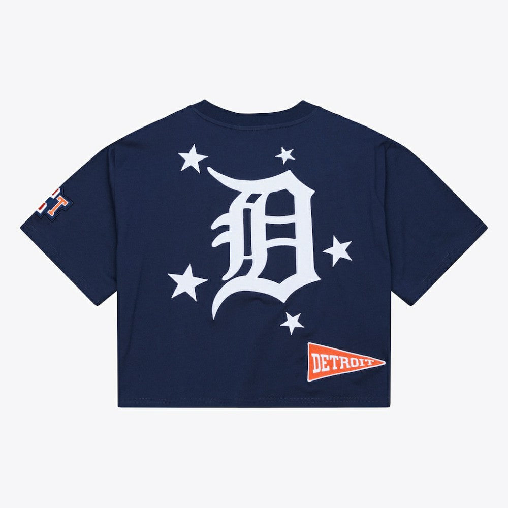 MLB Detroit Tigers Mitchell & Ness Women's Pep Rally Cropped Boxy T-Shirt