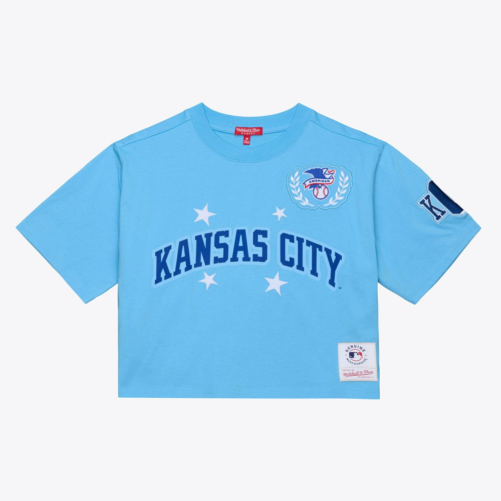MLB Kansas City Royals Mitchell & Ness Women's Pep Rally Cropped Boxy T-Shirt