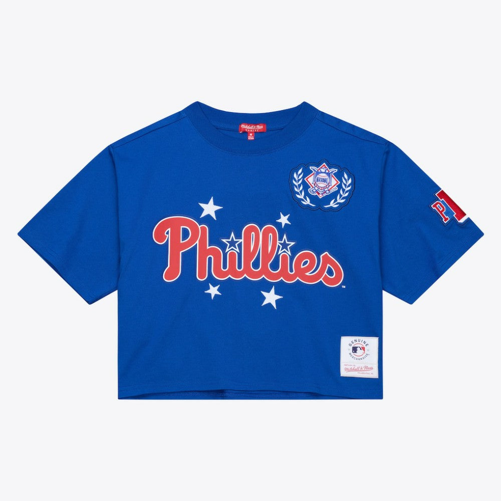 MLB Philadelphia Phillies Mitchell & Ness Women's Pep Rally Cropped Boxy T-Shirt
