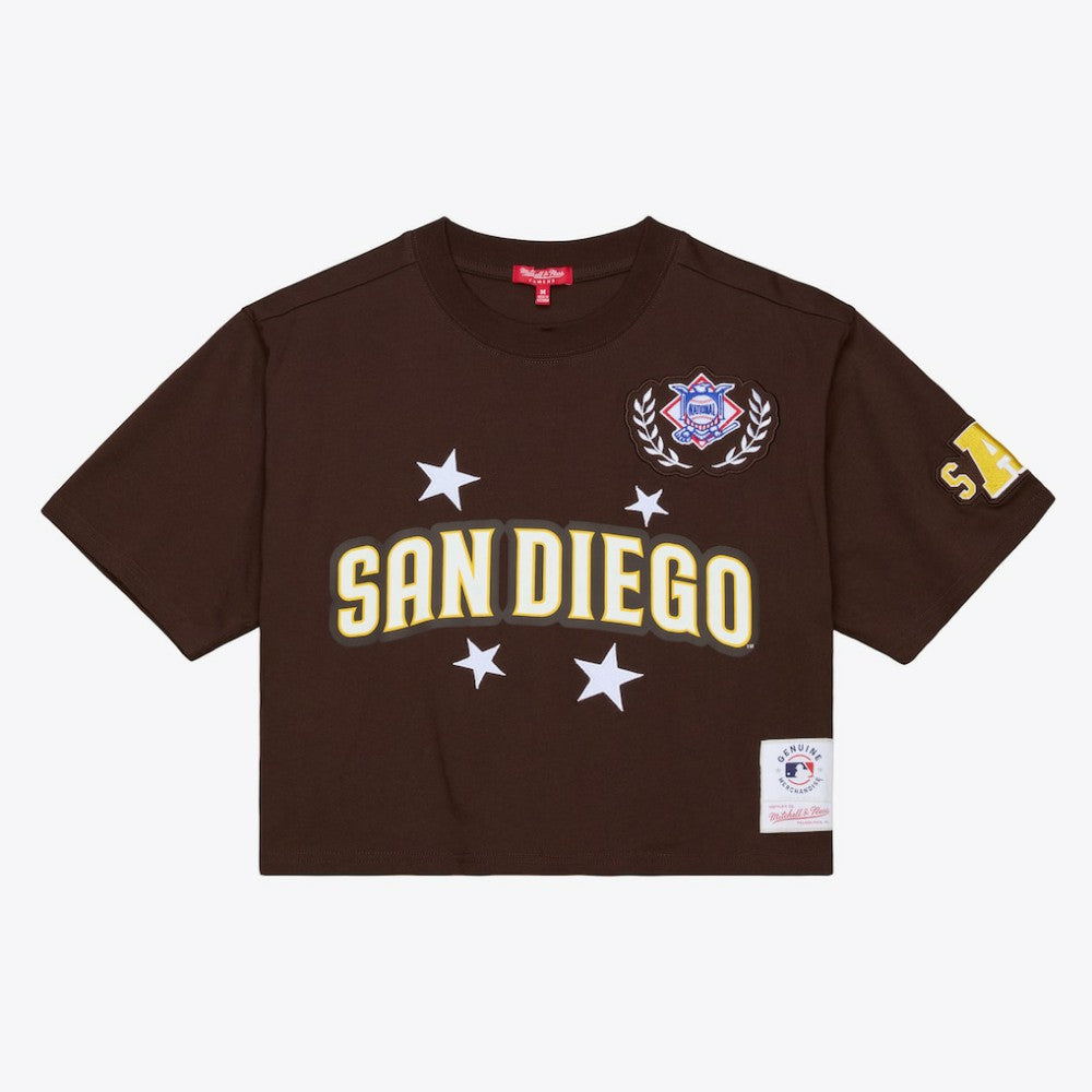 MLB San Diego Padres Mitchell & Ness Women's Pep Rally Cropped Boxy T-Shirt