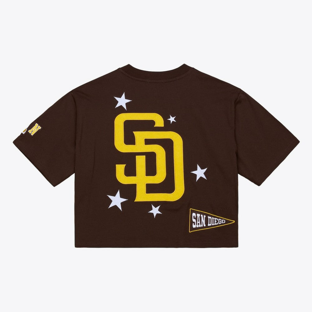 MLB San Diego Padres Mitchell & Ness Women's Pep Rally Cropped Boxy T-Shirt