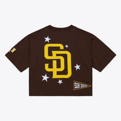 MLB San Diego Padres Mitchell & Ness Women's Pep Rally Cropped Boxy T-Shirt