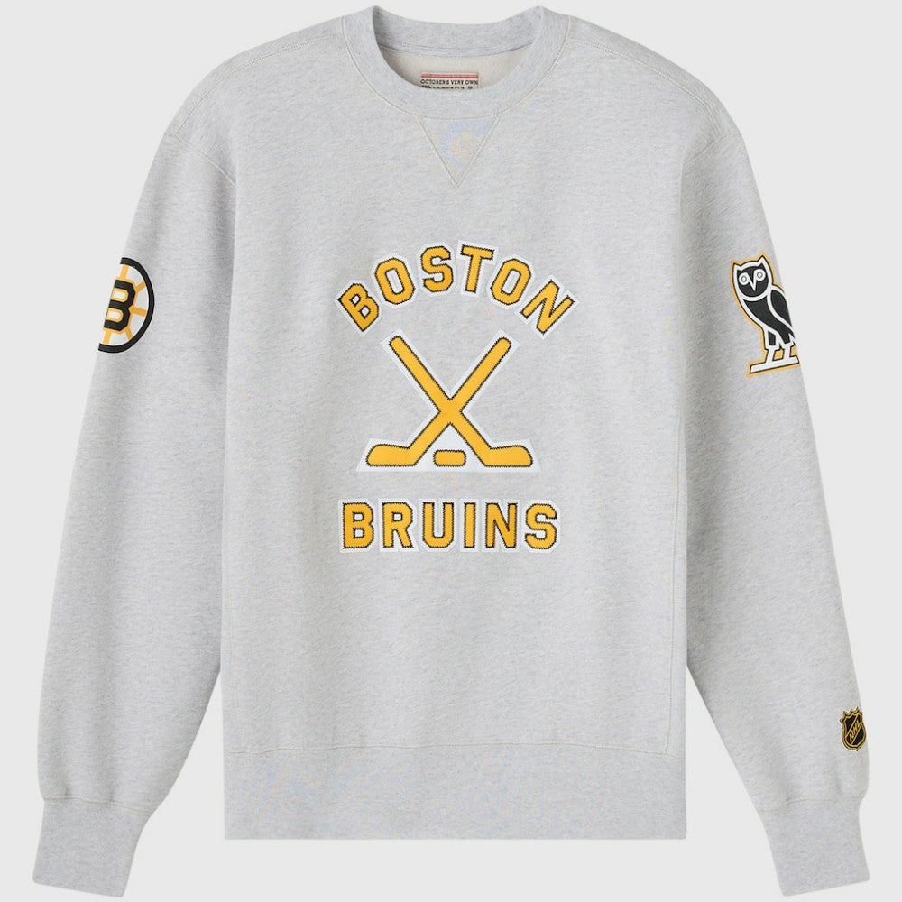 NHL Heather Gray Boston Bruins OVO x NHL Fleece Sweatshirt