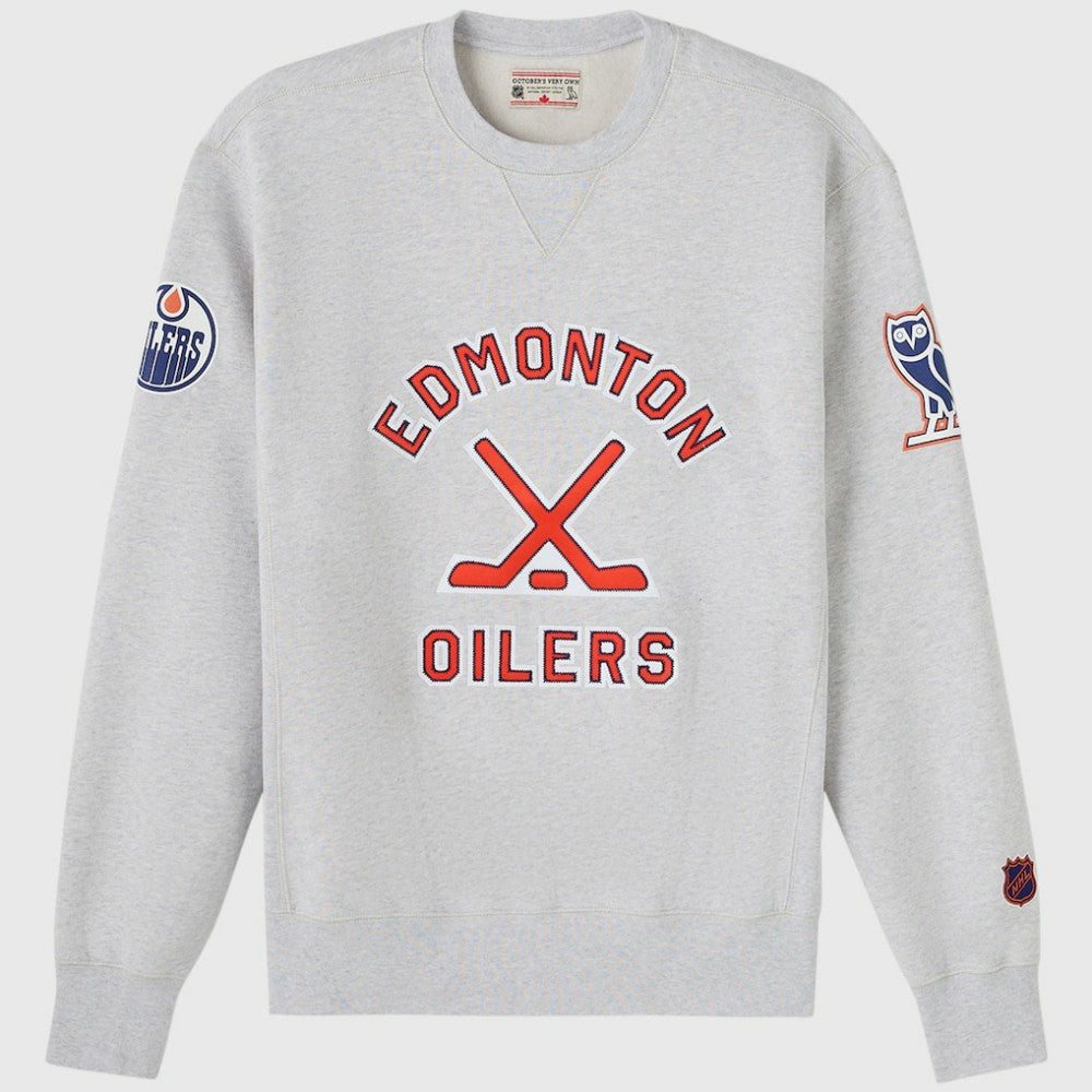 NHL Heather Gray Edmonton Oilers OVO x NHL Fleece Sweatshirt