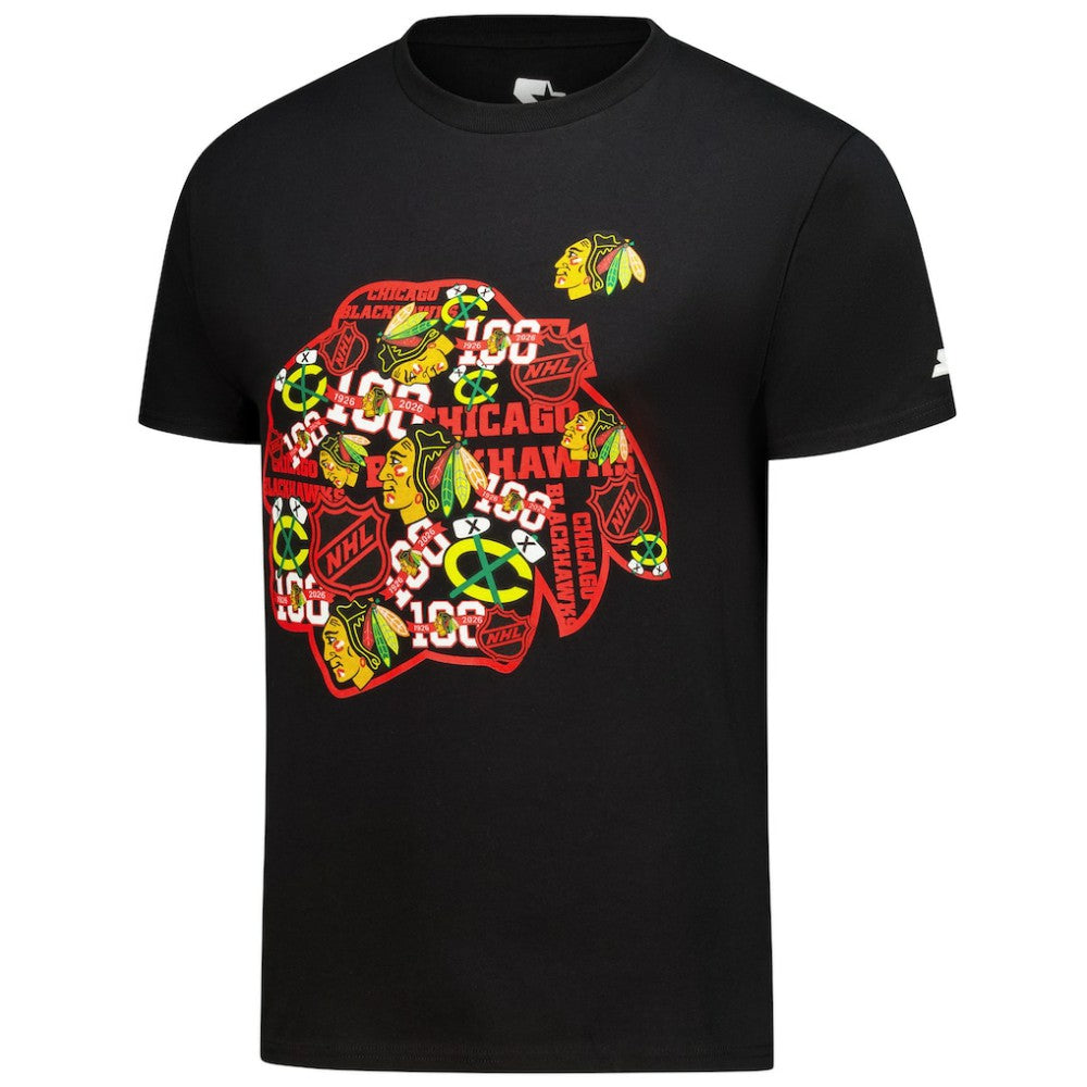 NHL Black Chicago Blackhawks Starter Logo Collage T-Shirt